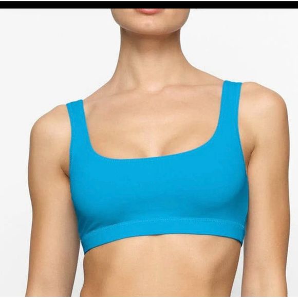 Skims Recycled Swim Tank Bikini Top Turquoise Size- Large  SOLD OUT  NWT - Picture 1 of 6